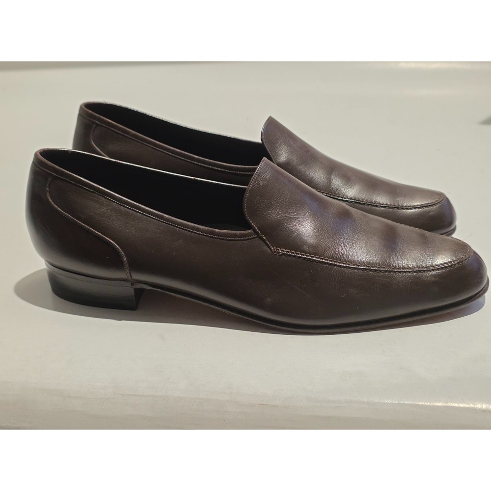 Bally Box Calf Importado Men's Loafers Size 8.5 Brown Leather Dress Shoes‎ Vtg
